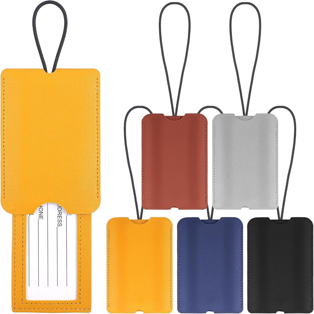 Luggage Tag Leather - Etykieta bagażowa z PU skóry, wysuwana,