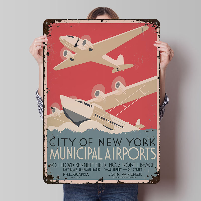 Travel Accessories Nyc - Plakat z nadrukiem vintage z lotniskami